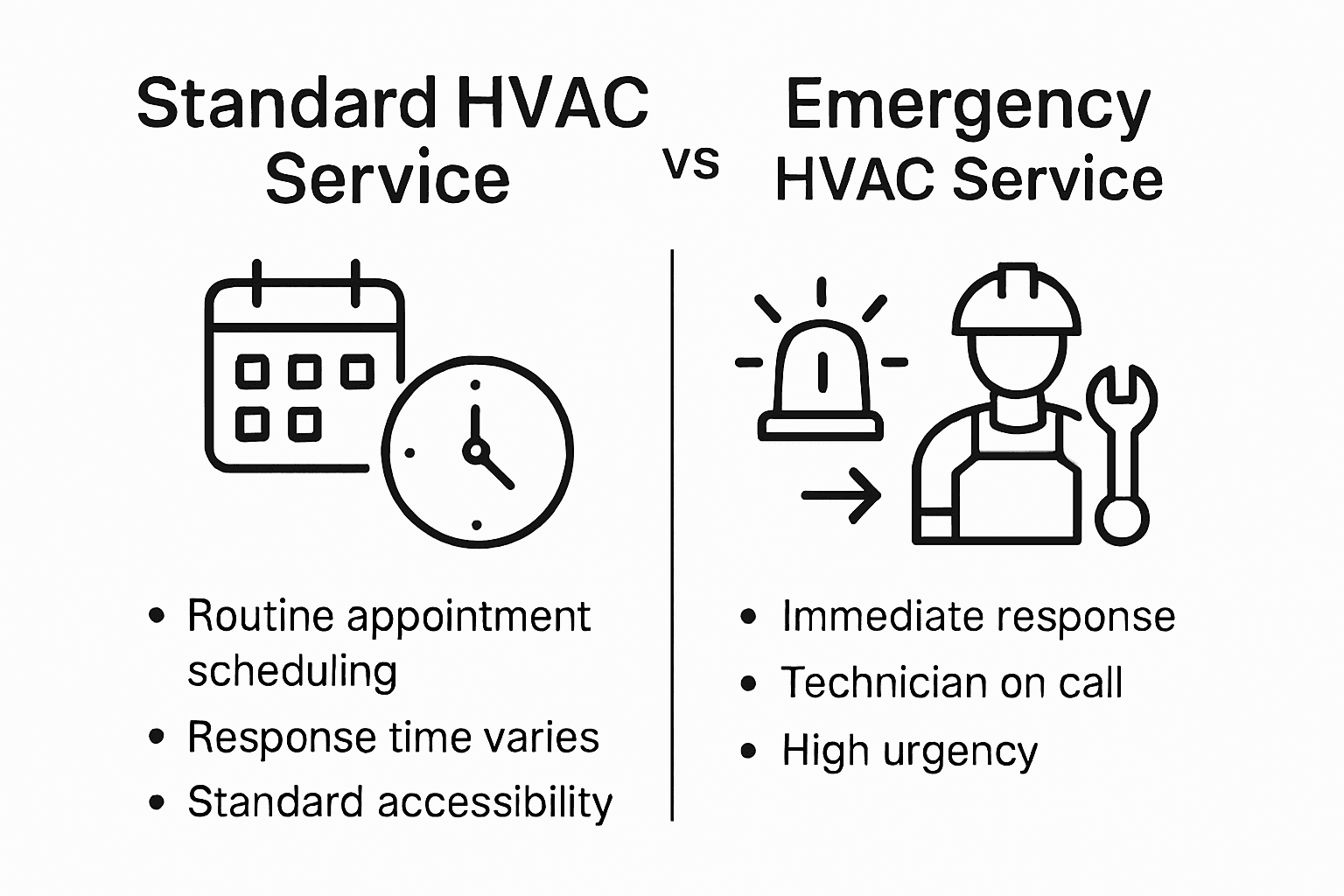 Infographic comparing emergency and standard HVAC