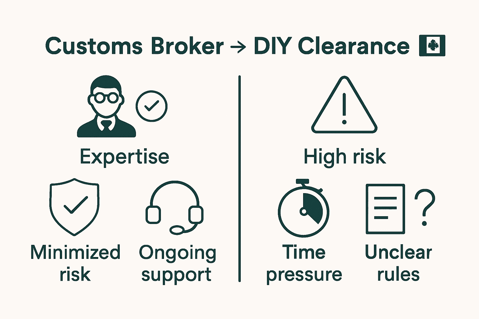 Infographic comparing broker and DIY customs clearance