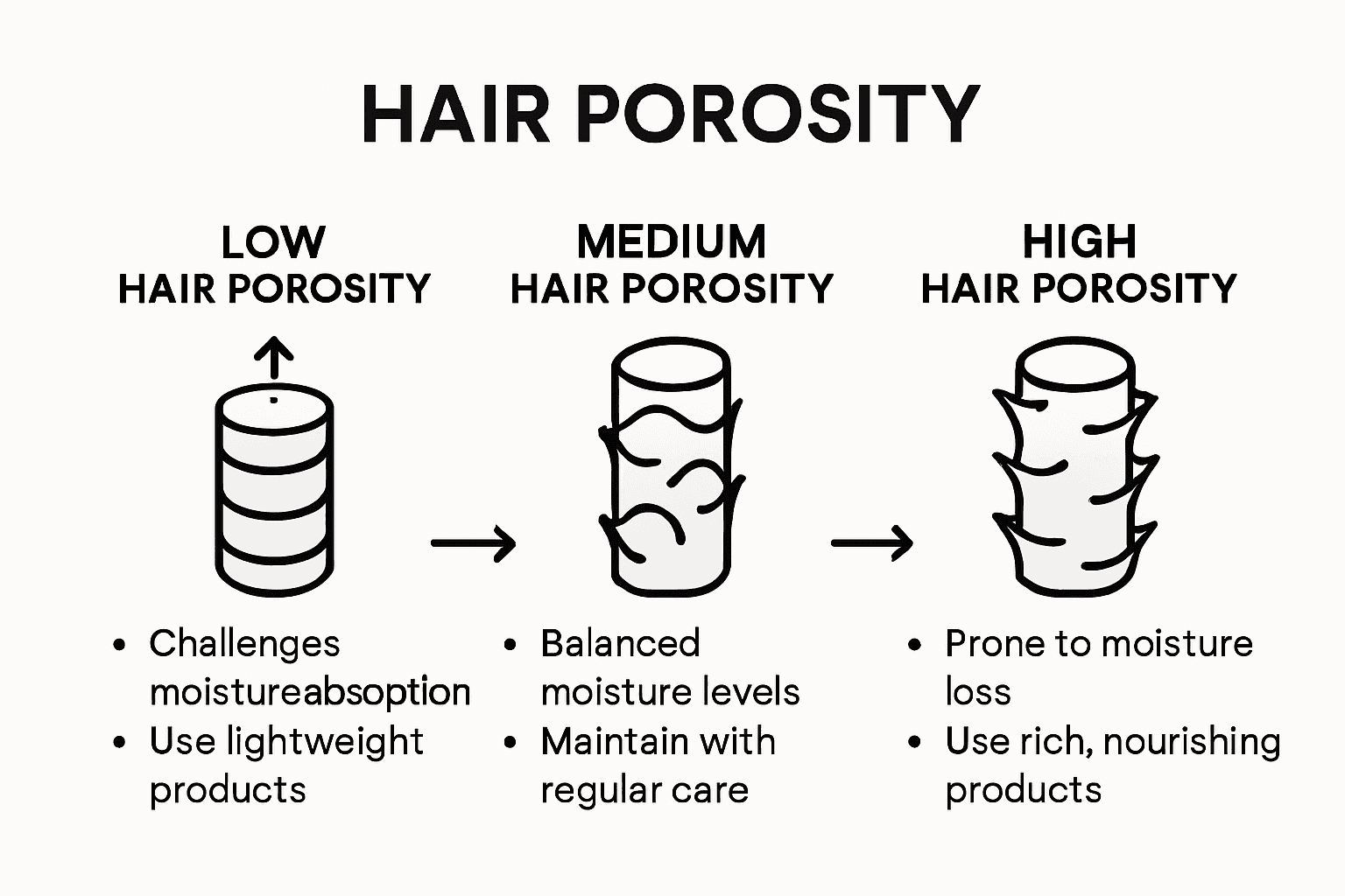 Infographic comparing hair porosity types