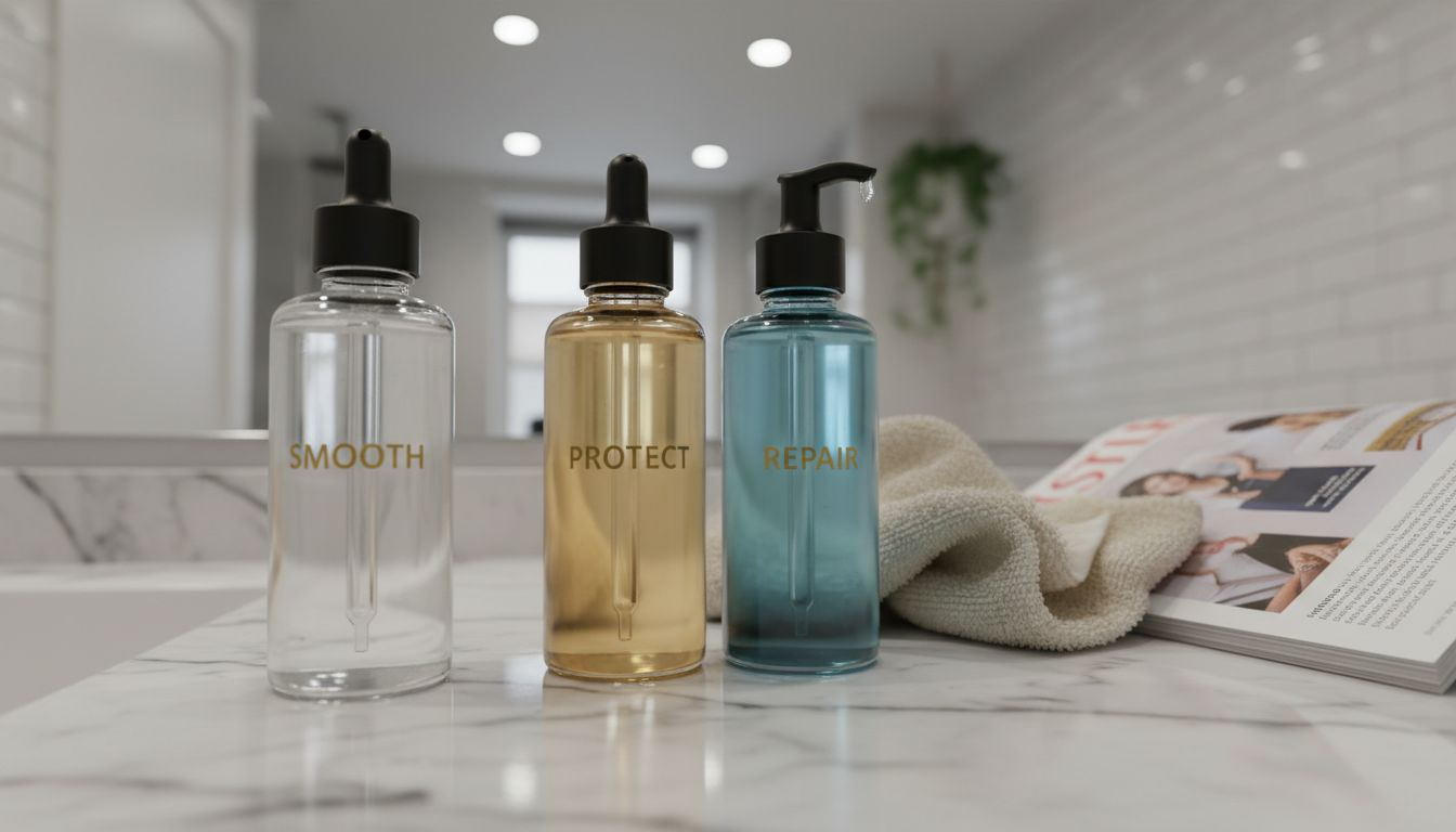 Assorted hair serums for different hair needs