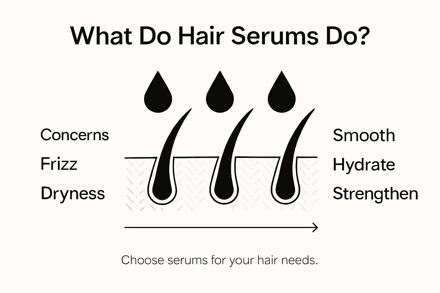Infographic showing hair serum effects and types