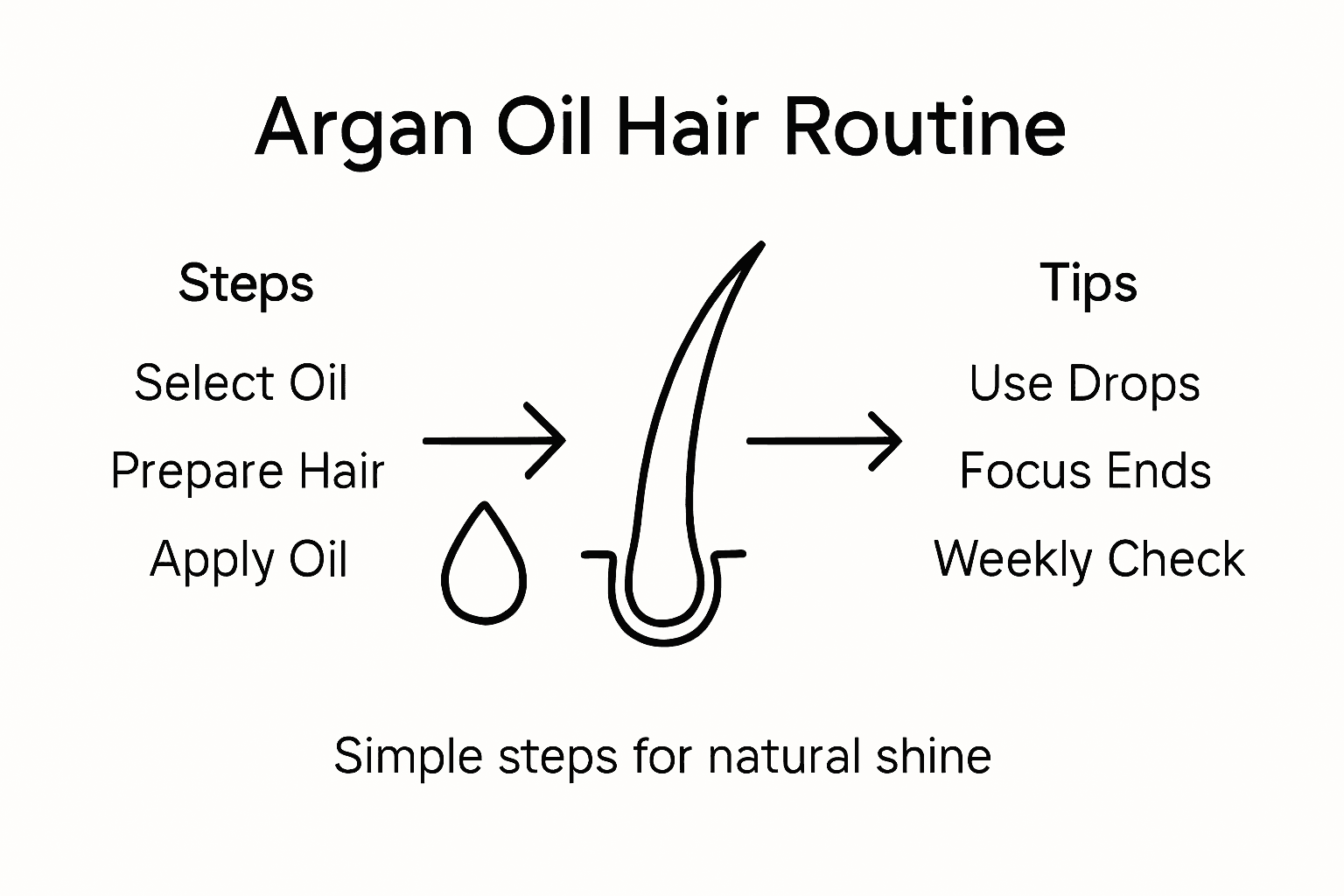 Infographic showing argan oil hair care steps