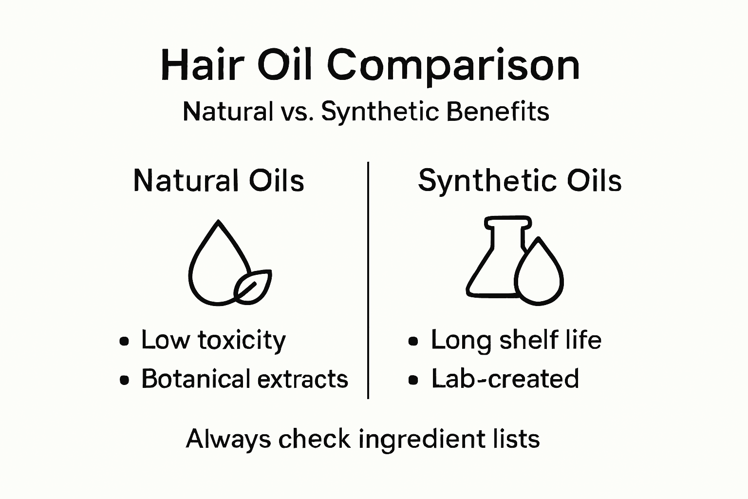 Infographic comparing natural and synthetic hair oils