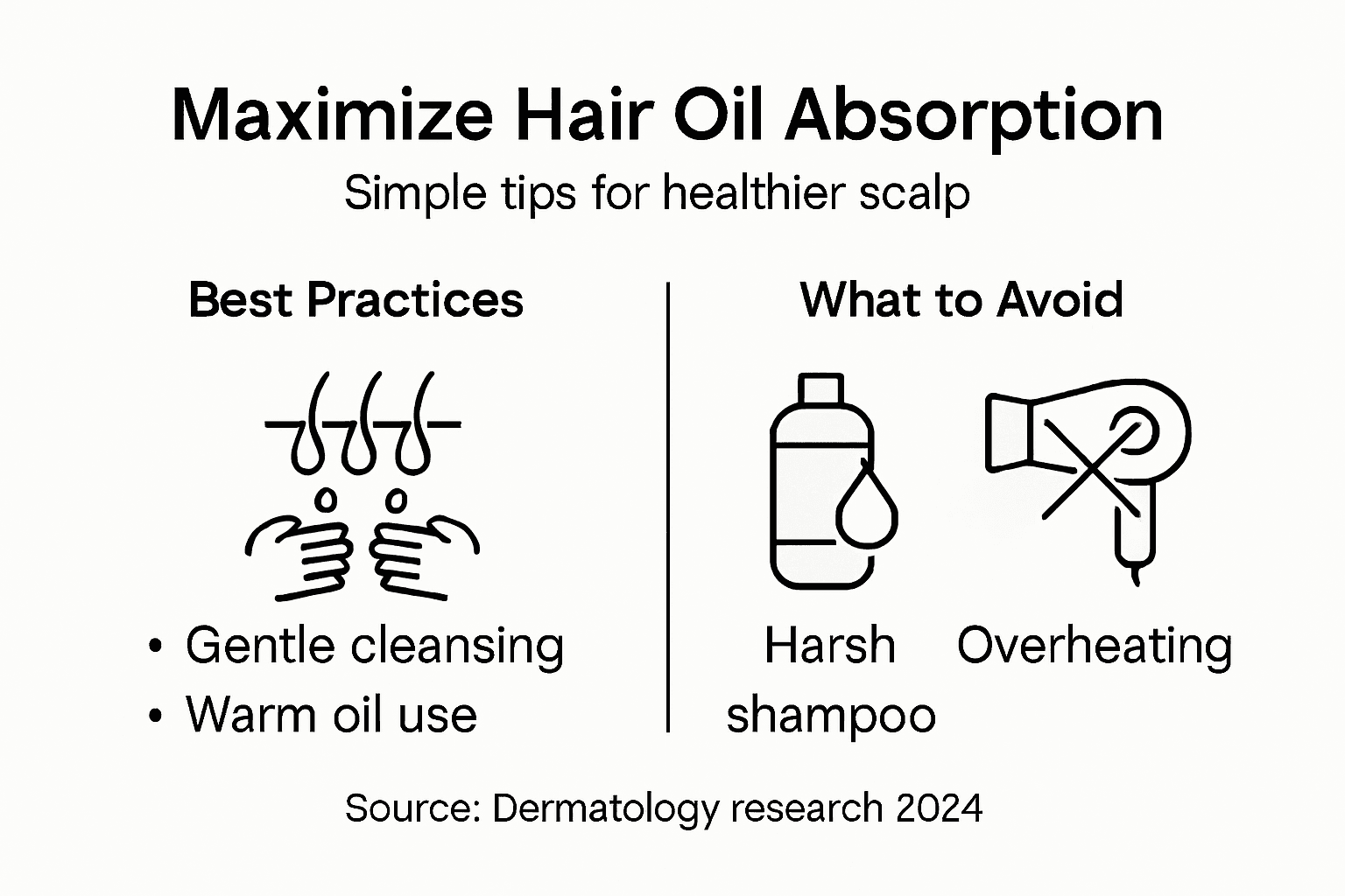Infographic highlighting hair oil absorption tips