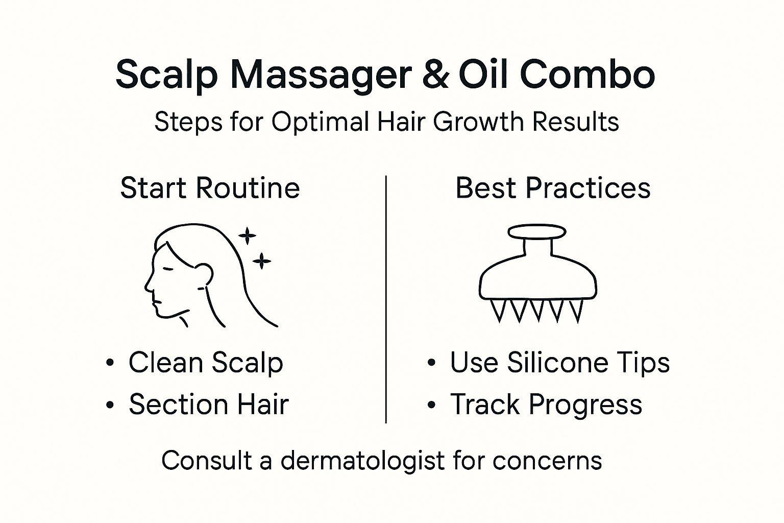 Infographic steps for using scalp massager and oils