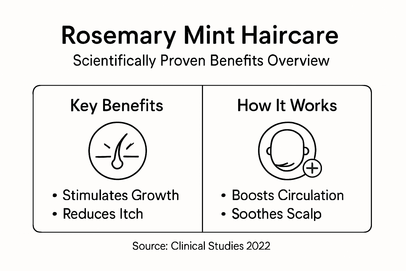 Infographic outlining rosemary mint haircare benefits