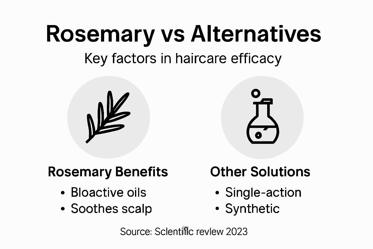 Infographic comparing rosemary and haircare alternatives