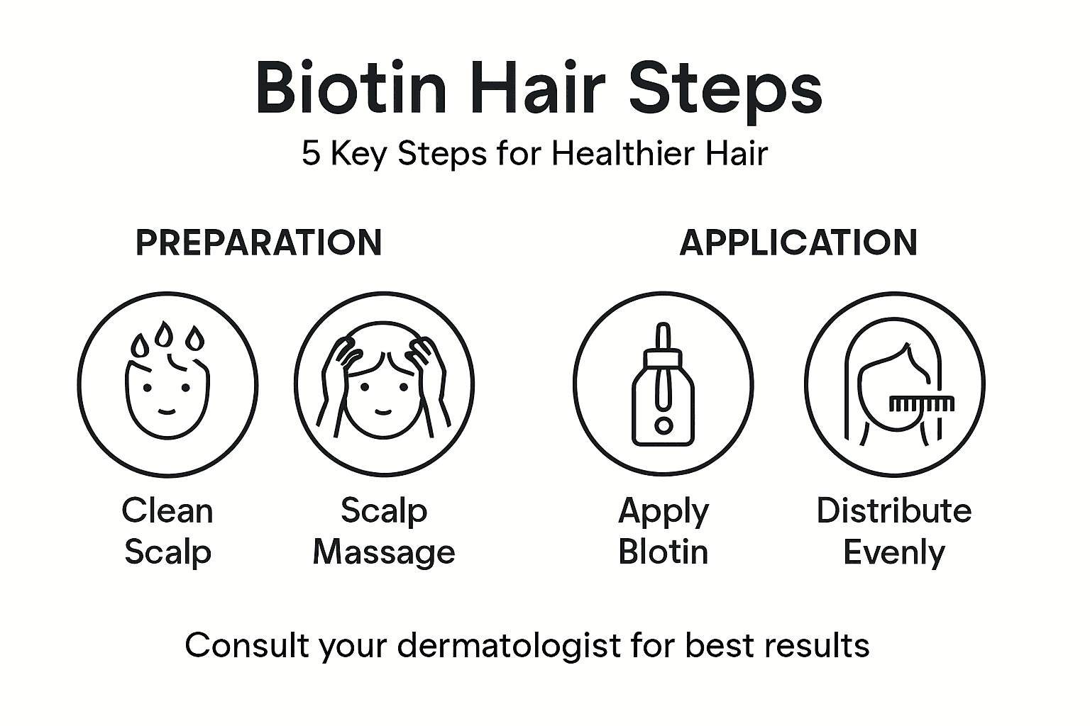 Infographic illustrating biotin hair treatment steps