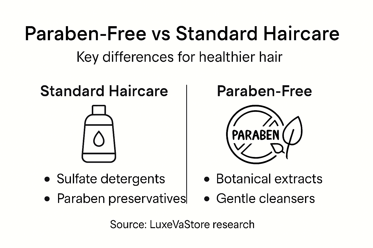 Infographic comparing paraben-free and standard haircare