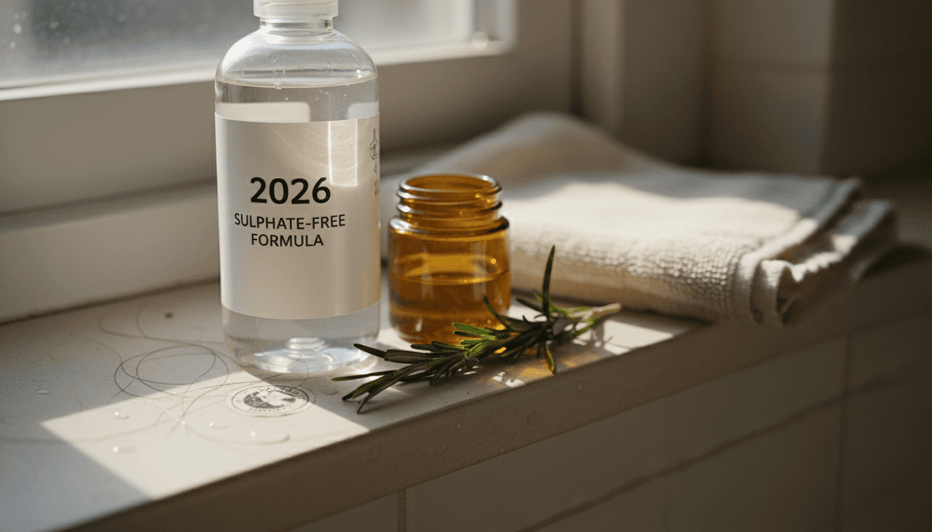 Sulphate-free shampoo bottle and natural ingredients