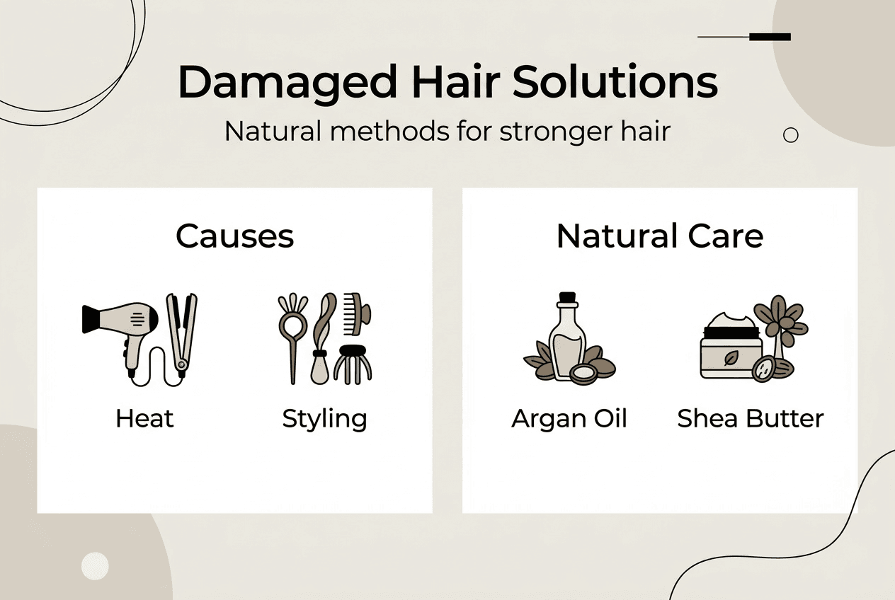 Infographic on damaged hair causes and solutions