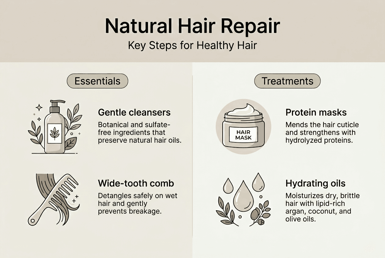 Infographic showing steps for natural hair repair