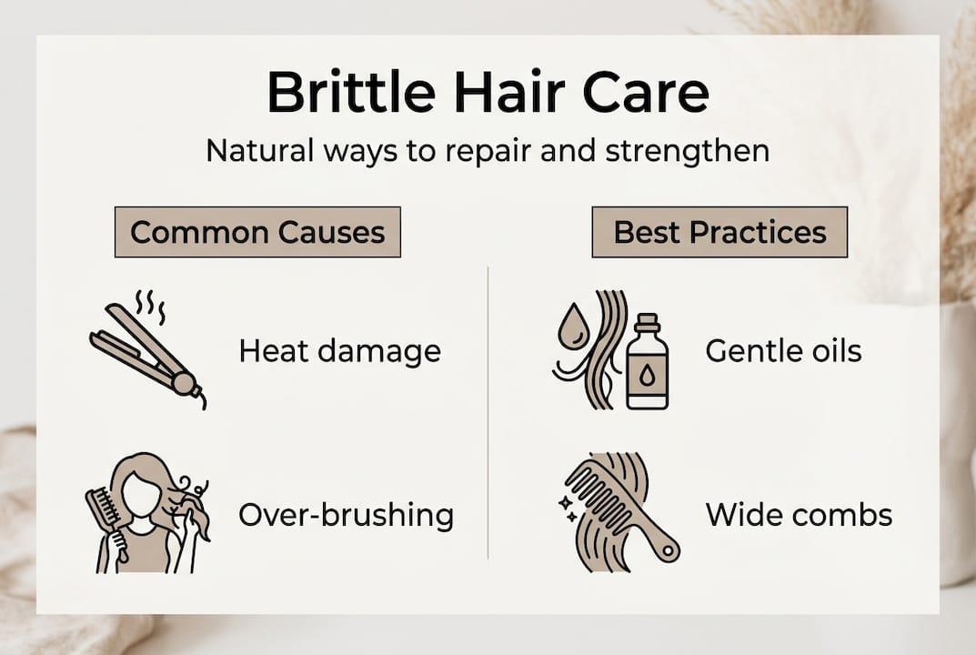 Infographic on brittle hair care and causes
