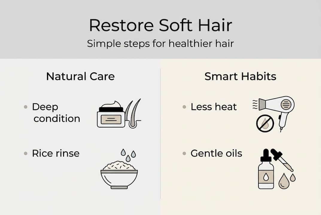 Infographic showing soft hair restoration routine