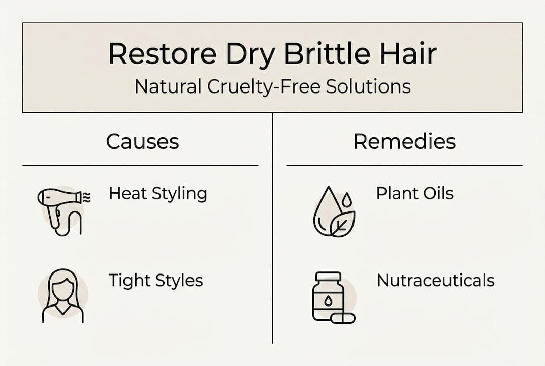 Infographic showing causes and remedies for dry hair