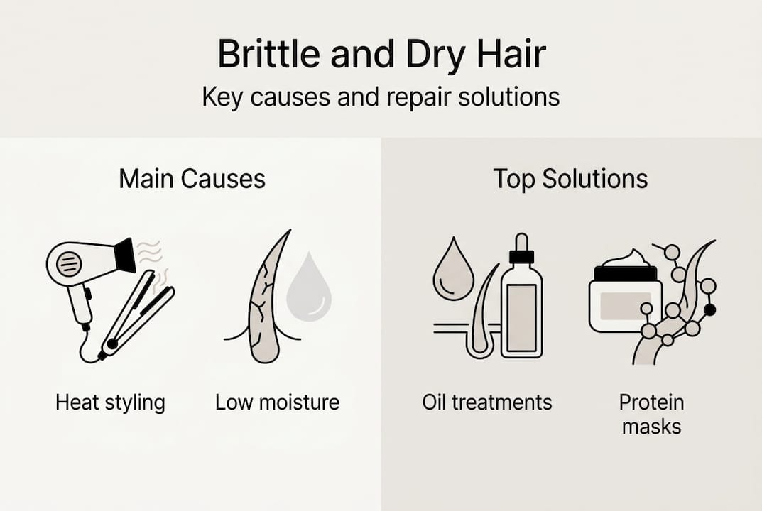 Infographic showing causes and solutions for brittle hair