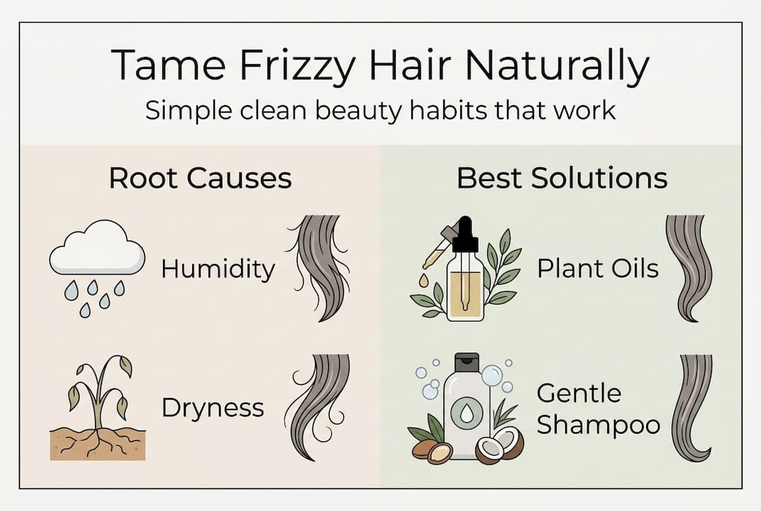 Infographic about natural frizz control methods