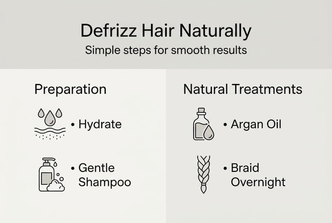 Infographic showing steps for natural hair defrizz