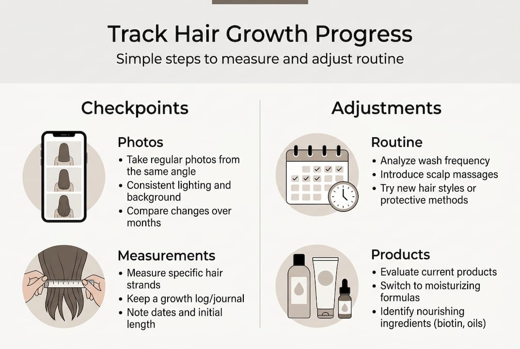Infographic tracking hair growth progress steps