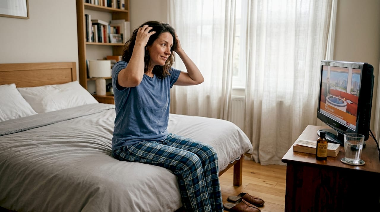 Woman doing scalp massage home routine