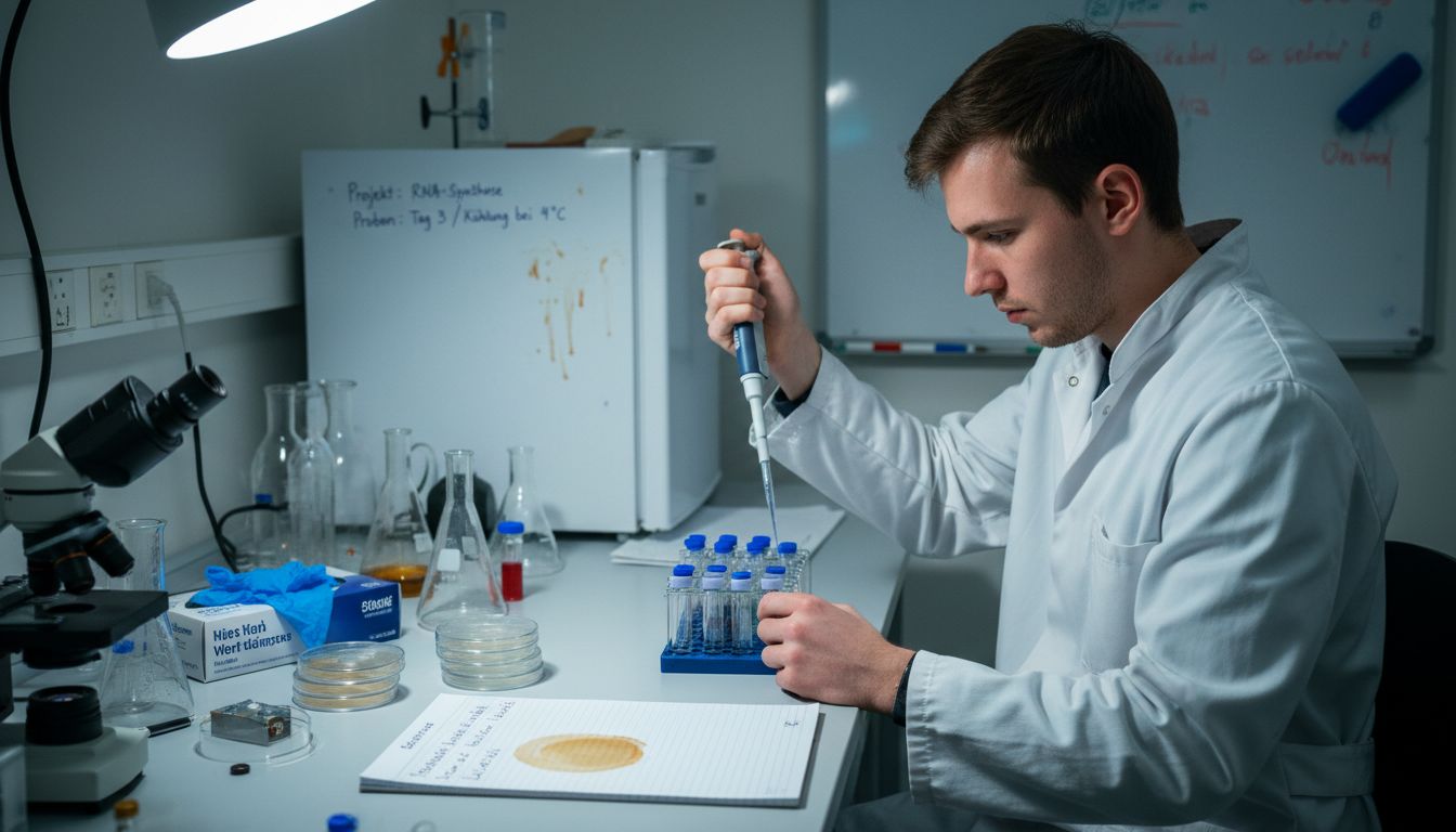 Im Forschungslabor bereitet eine Mitarbeiterin Probenröhrchen für die Analyse vor.