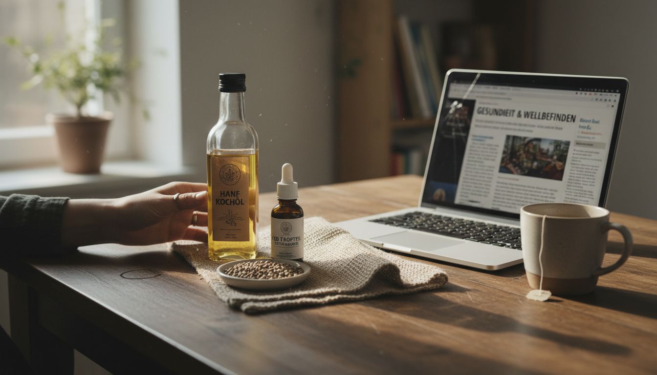 Ein Esstisch, gedeckt mit alltäglichen Produkten aus Hanf