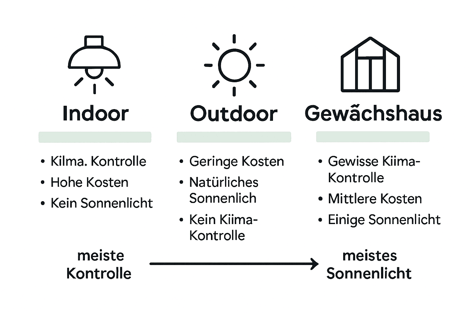 Übersichtsgrafik: Verschiedene Methoden zum Anbau von Cannabis im Vergleich