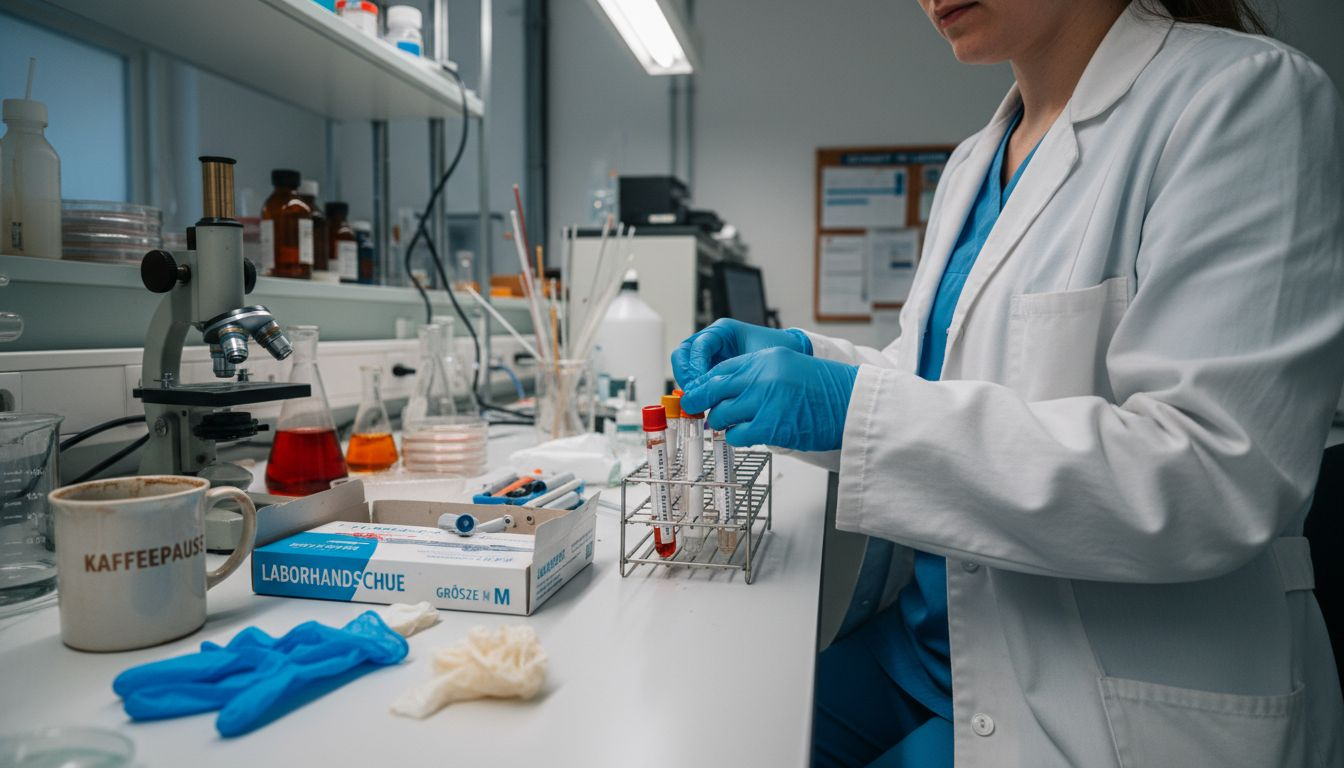 Ein Labormitarbeiter bereitet Proben für Drogentests vor.