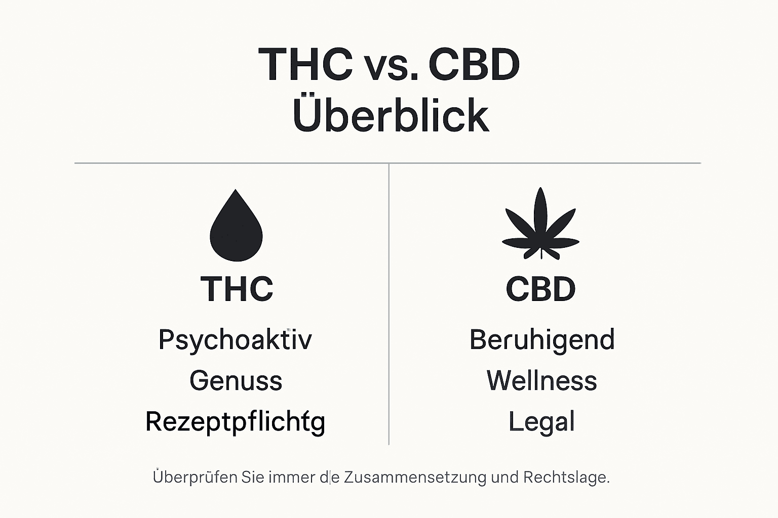 Übersichtliche Infografik: THC und CBD im direkten Vergleich