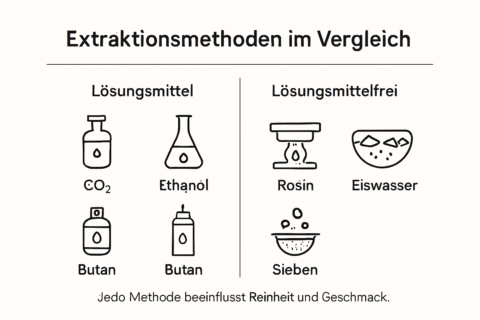 Infografik: Die wichtigsten Methoden zur Extraktion von Cannabis im Überblick