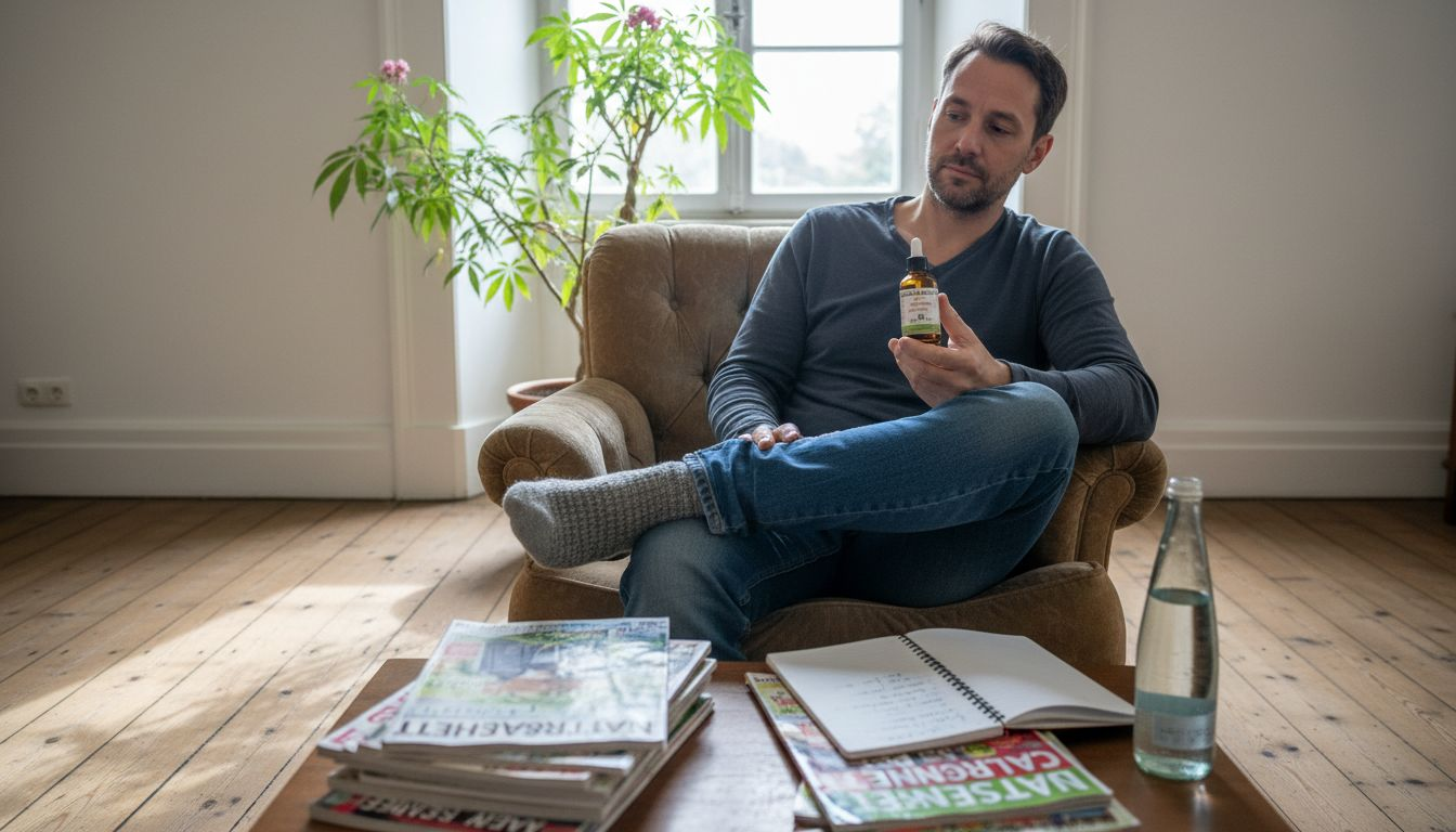 Ein Gelegenheitskonsument begutachtet ein Cannabisprodukt.