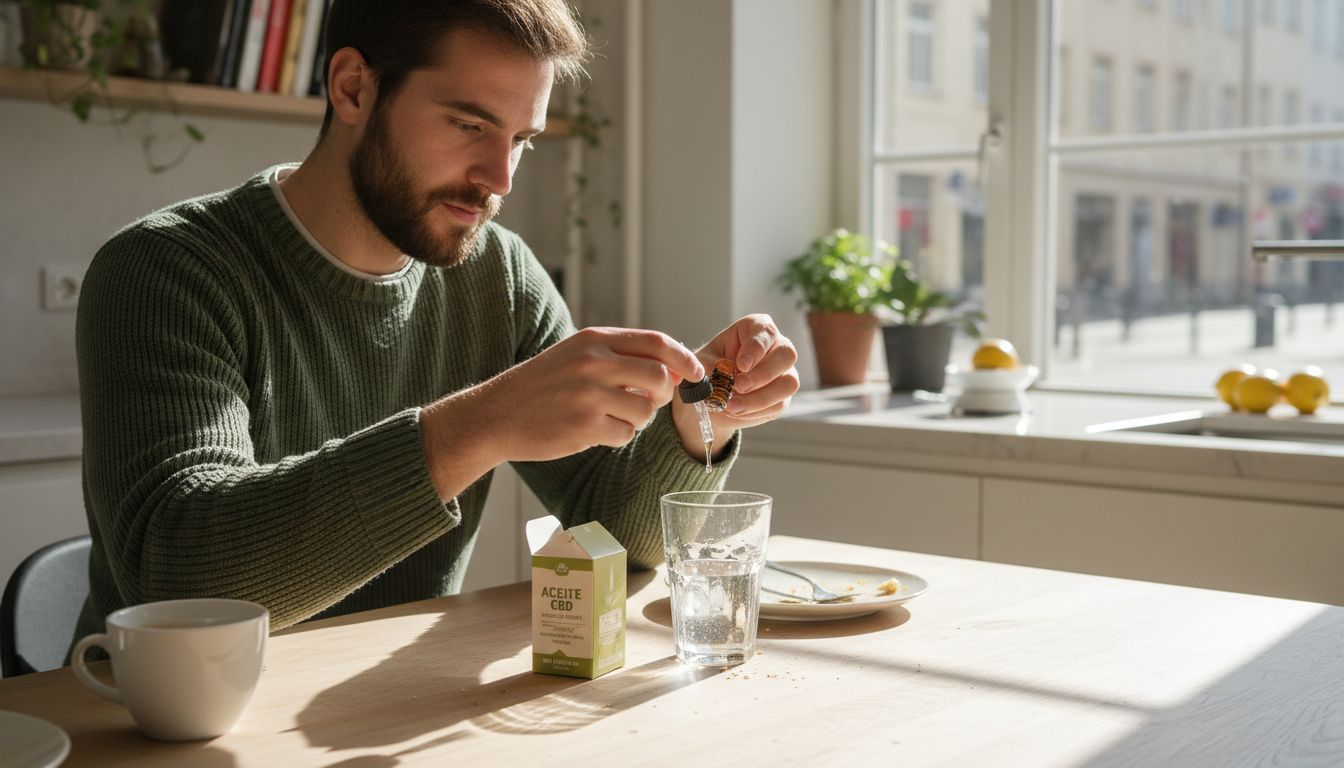 Un hombre incorpora aceite de CBD en sus recetas caseras