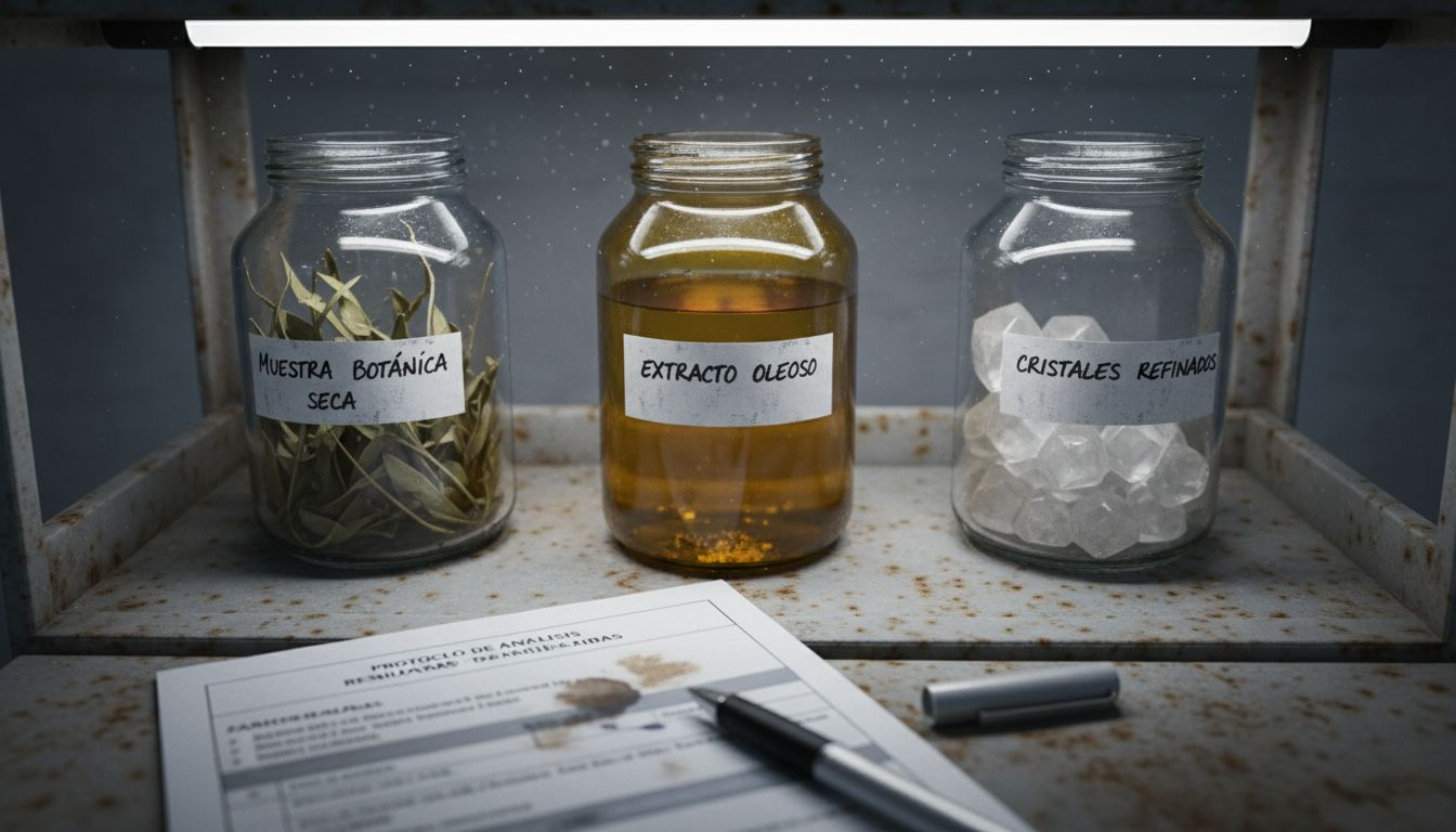 Viales de laboratorio con muestras de cannabinoides