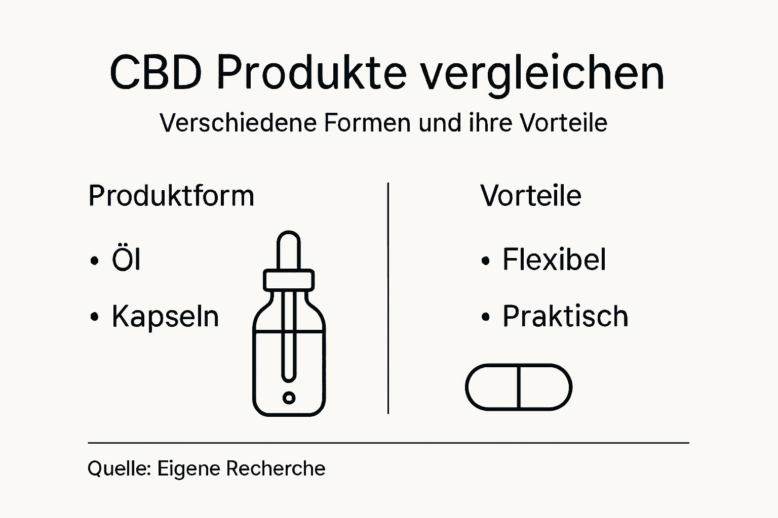 Übersicht zu verschiedenen CBD-Produkten und ihren Vorteilen auf einen Blick
