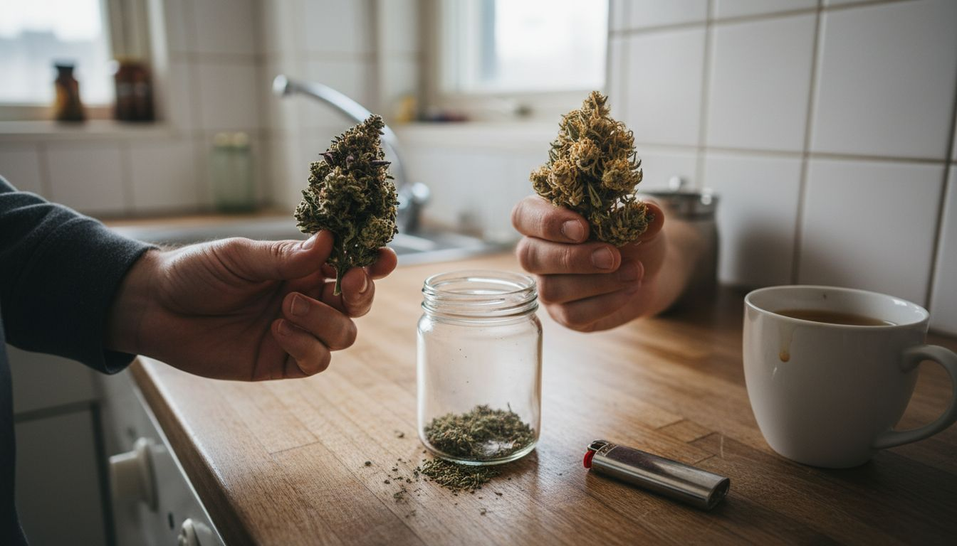 V každé ruce jiný CBD květ