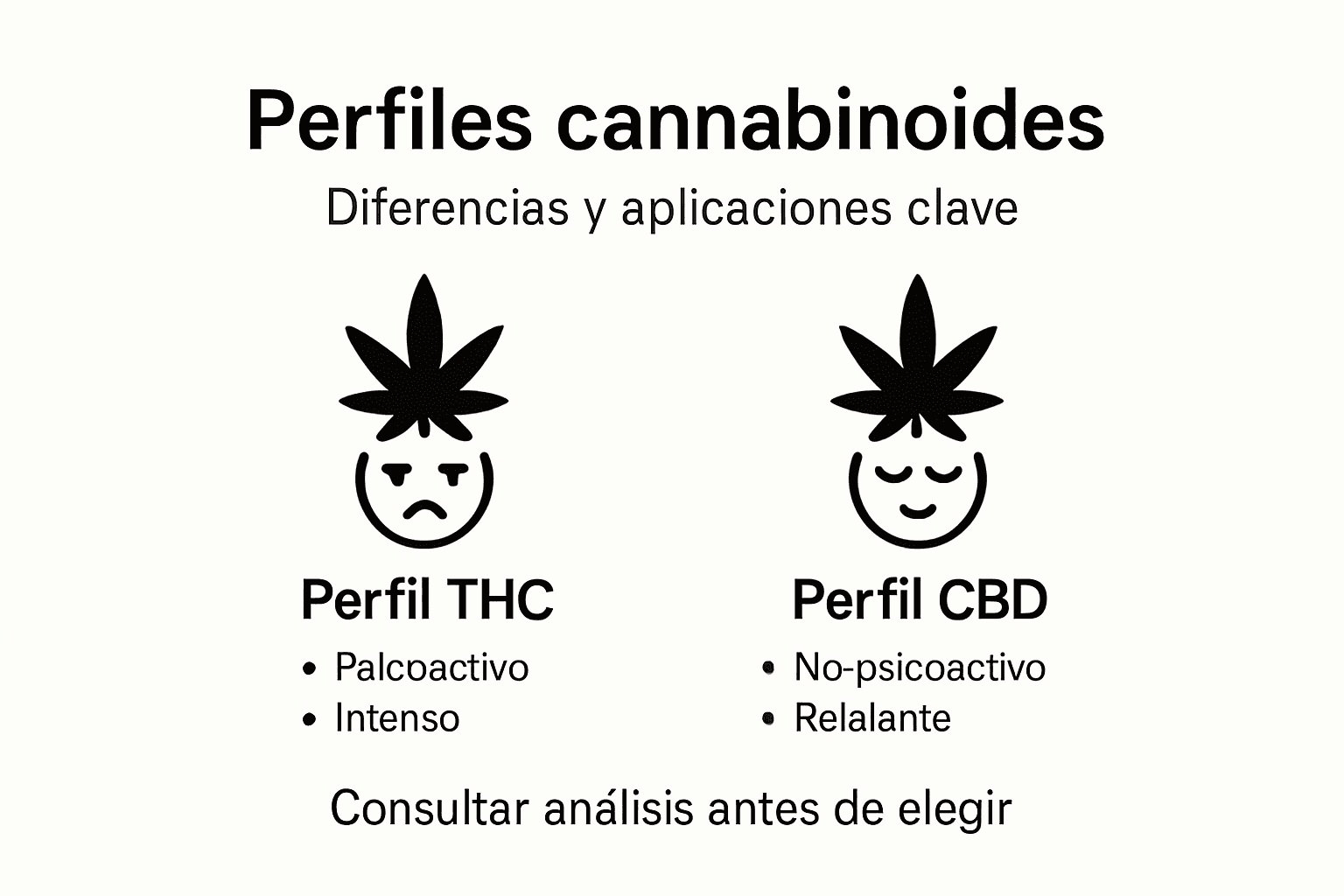 Infografía comparativa sobre las características del THC y el CBD