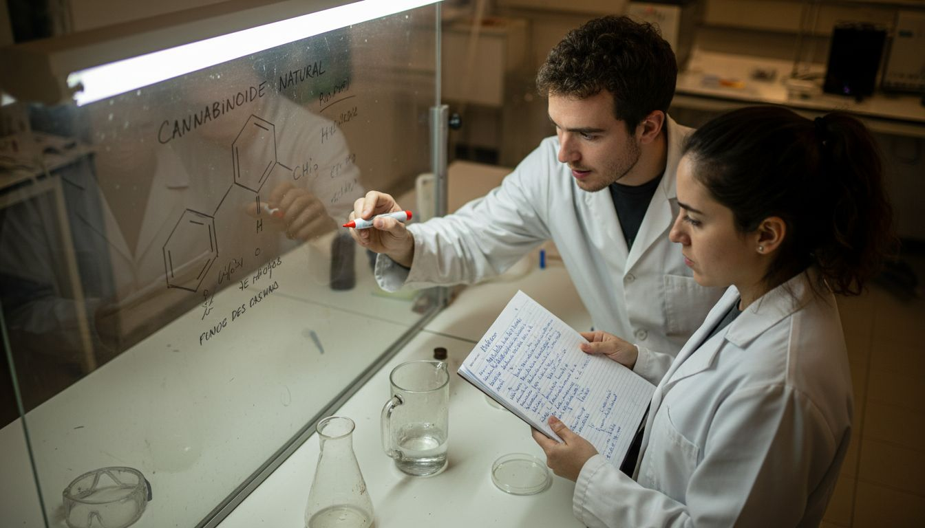 Análisis comparativo de estructuras moleculares en el pizarrón del laboratorio