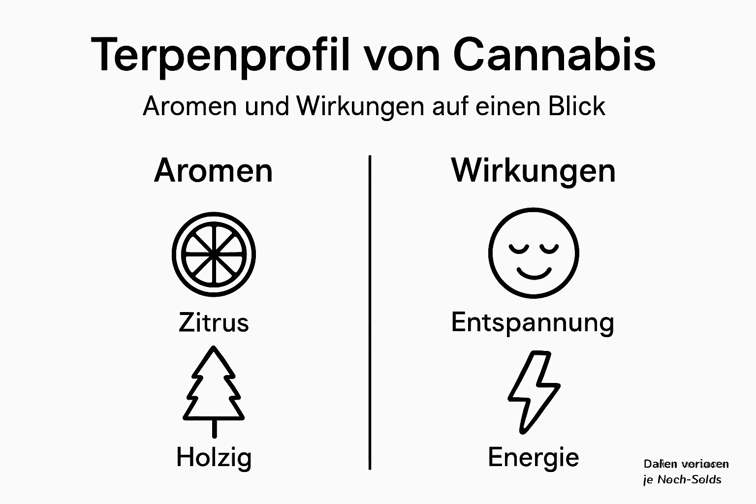 Infografik: Terpenprofil von Cannabis – Geschmacksrichtungen und Wirkungen im Überblick