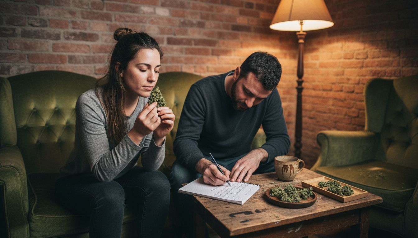 Los consumidores disfrutan del exclusivo aroma del cannabis de alta calidad.