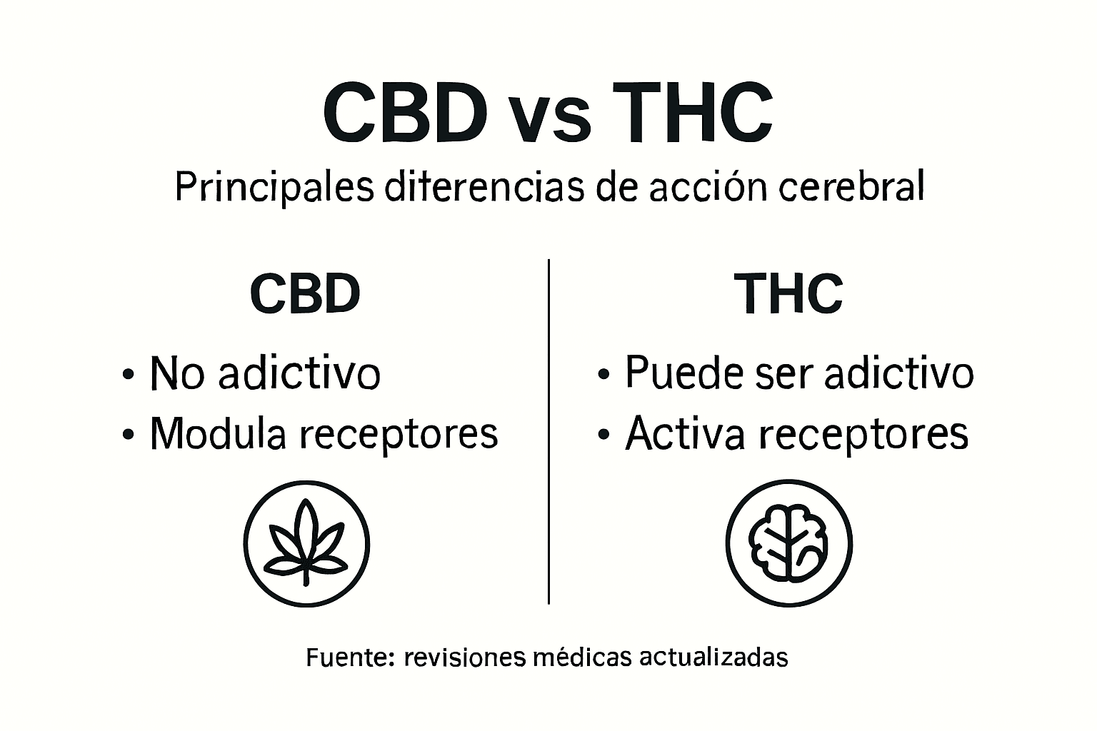 Comparativa visual: ¿En qué se diferencian el CBD y el THC?