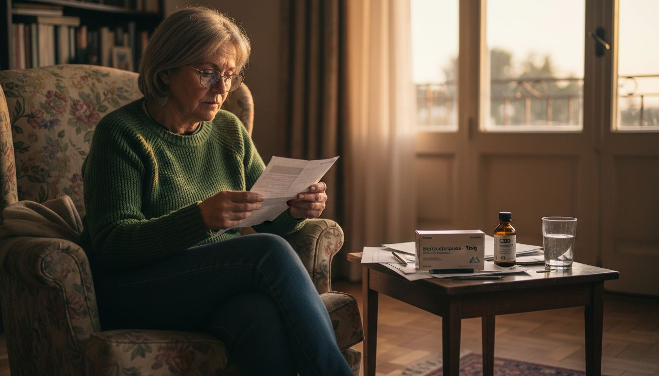 Mujer informándose sobre el CBD y medicamentos con efecto sedante