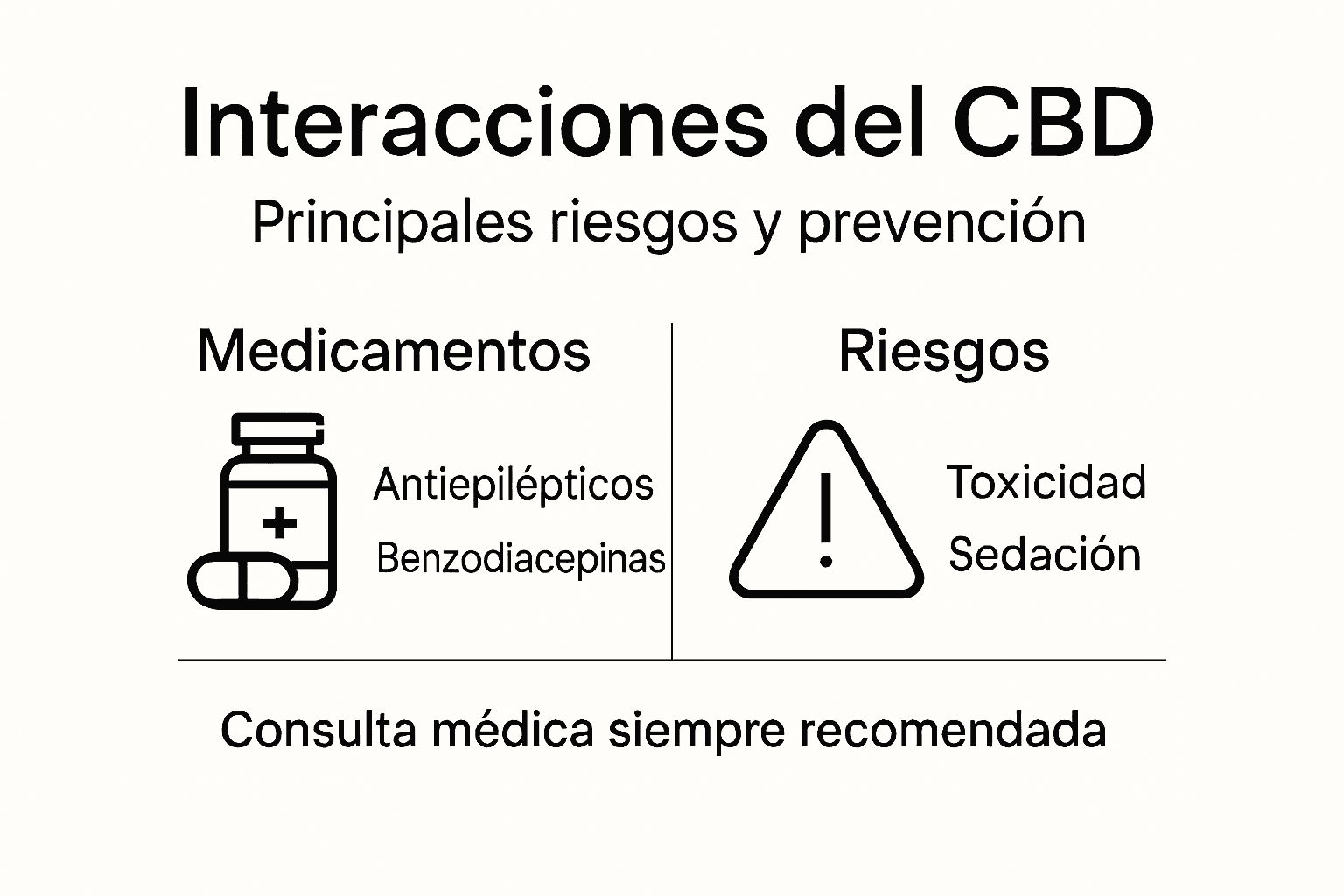 Guía visual sobre los riesgos y posibles interacciones del CBD