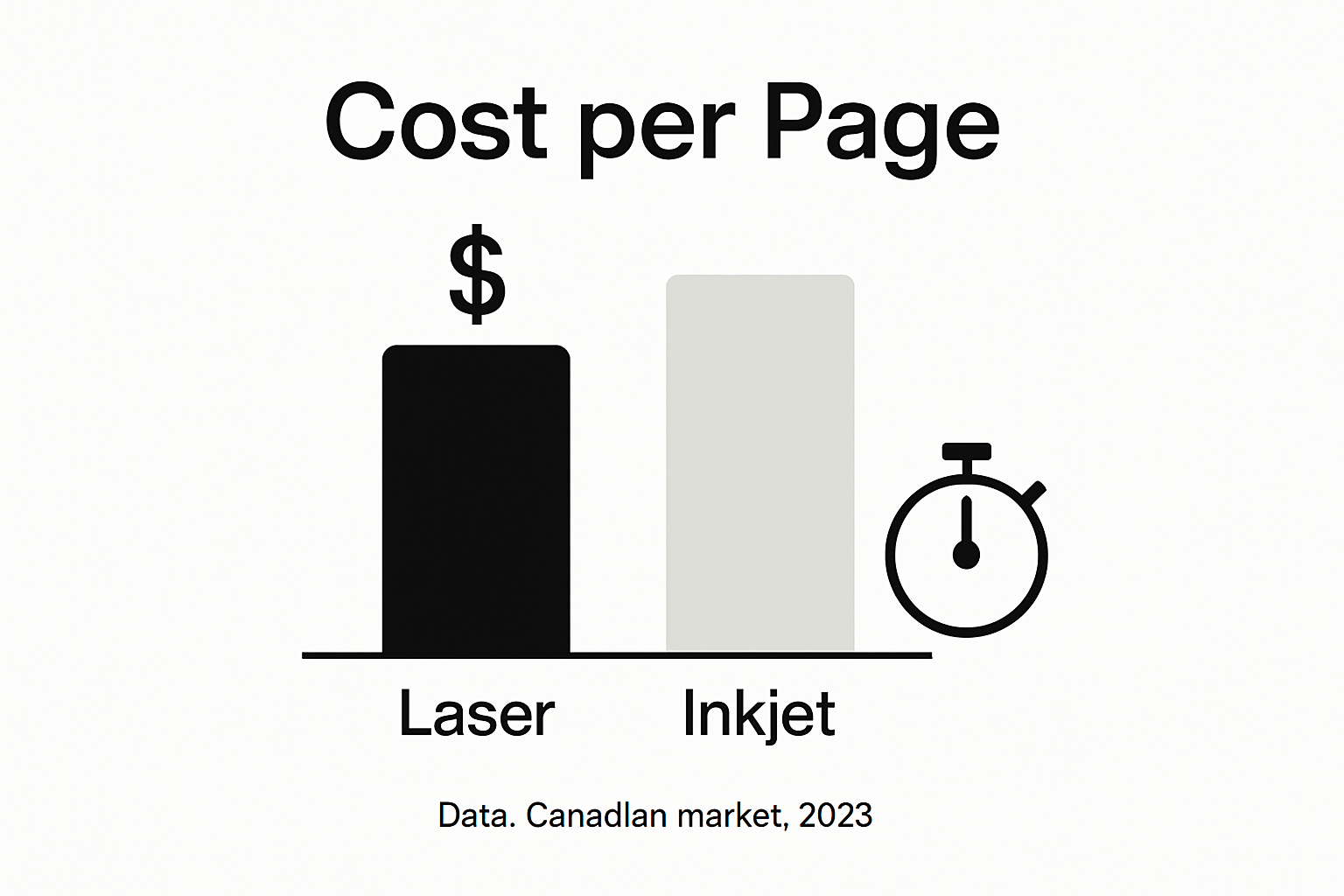 Infographic comparing laser and inkjet printing costs