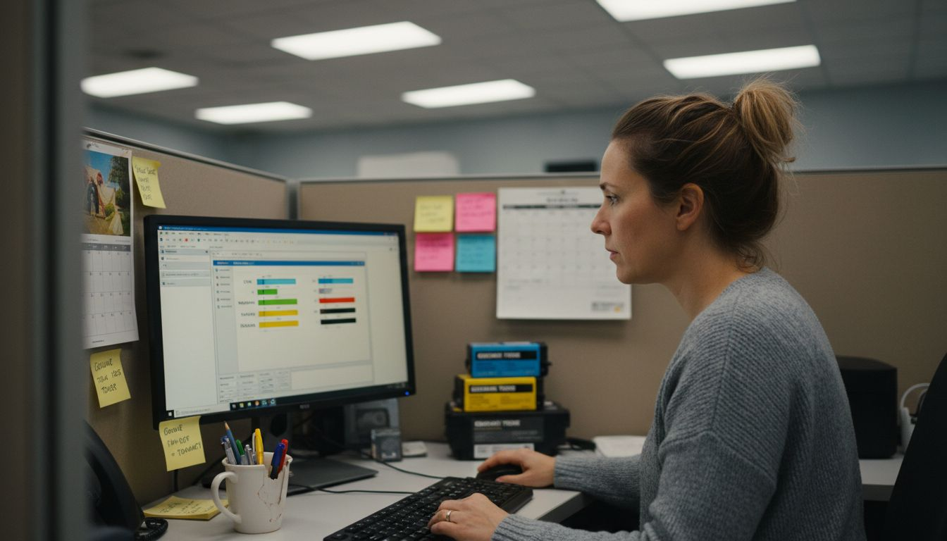 Employee using printer monitoring software