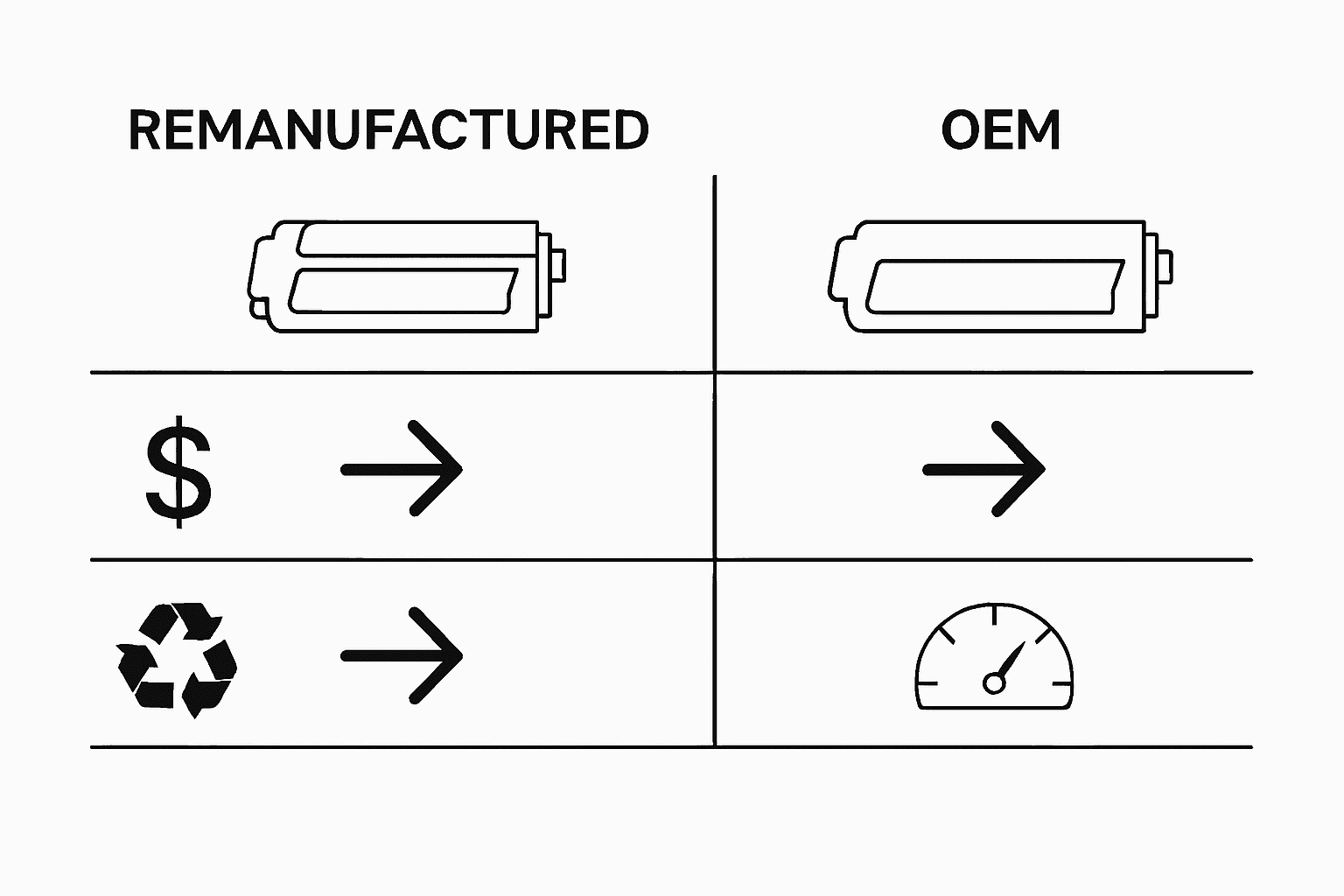 Comparison infographic remanufactured vs OEM toner