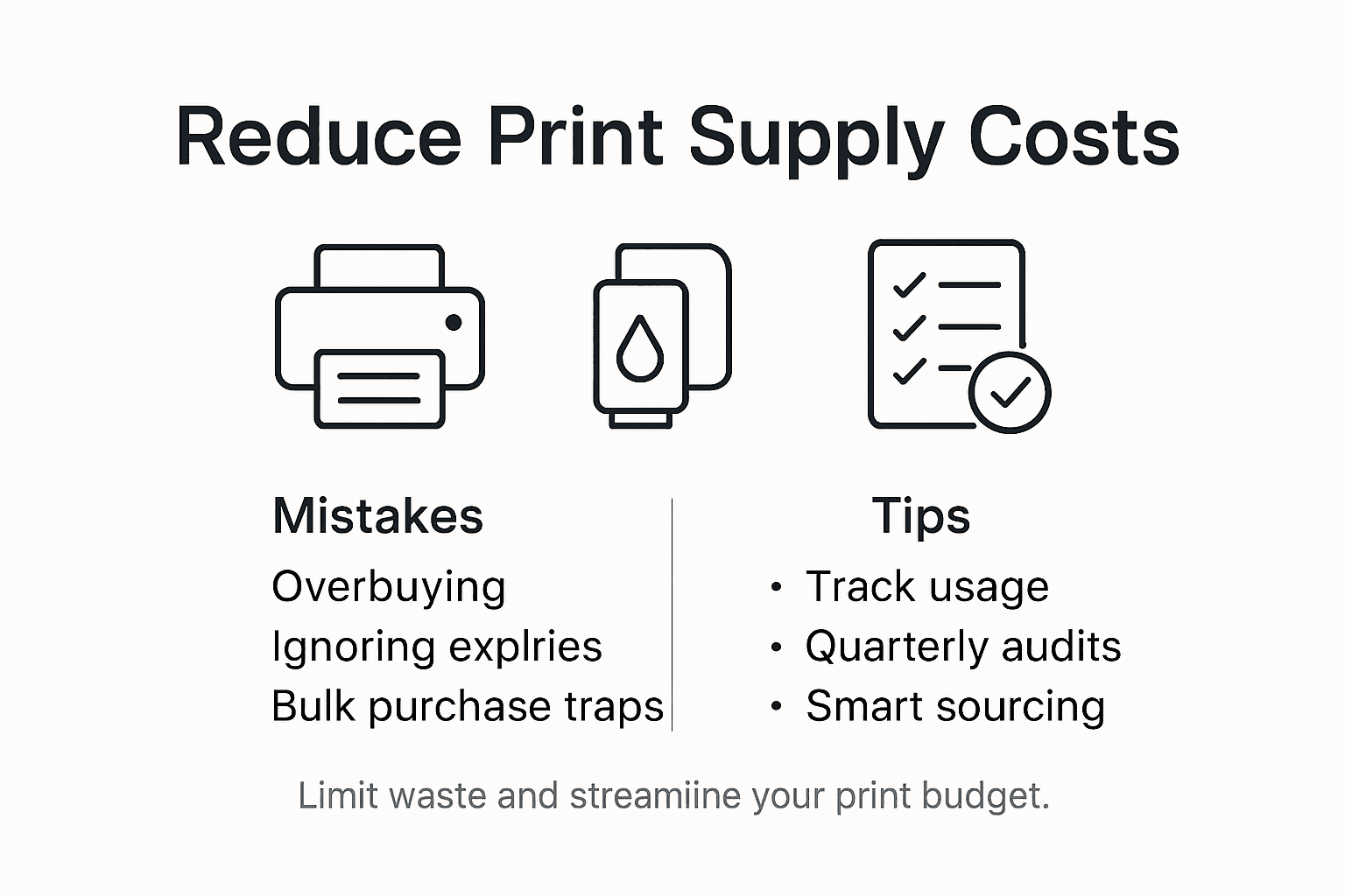 Infographic showing cost-saving print supply strategies