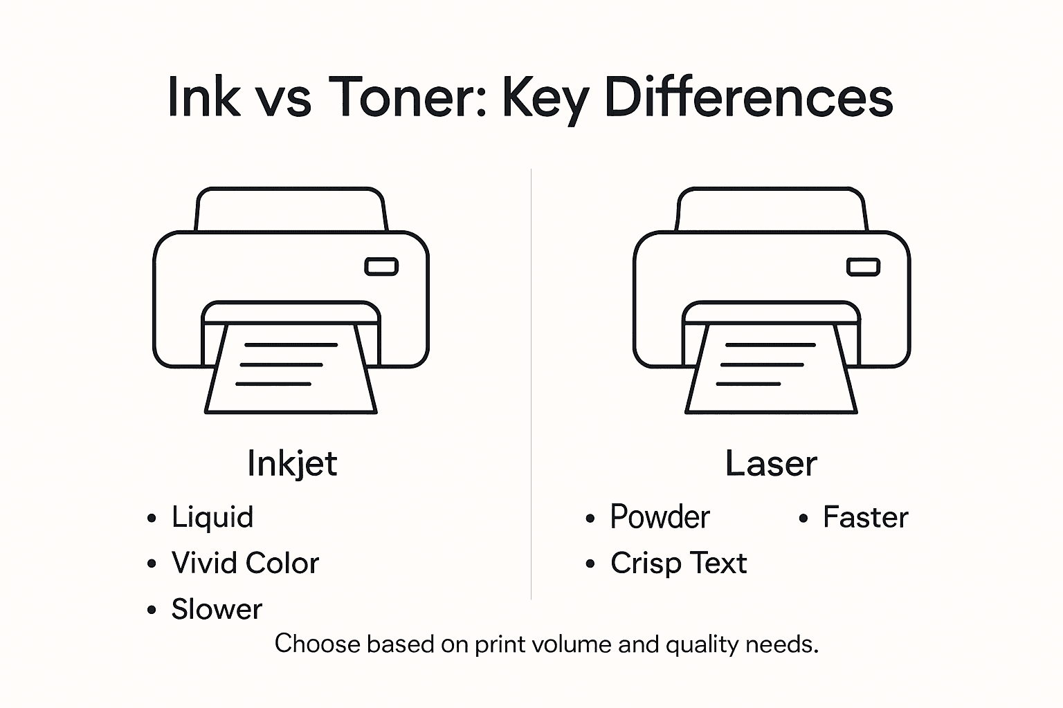 Infographic comparing inkjet and laser key points