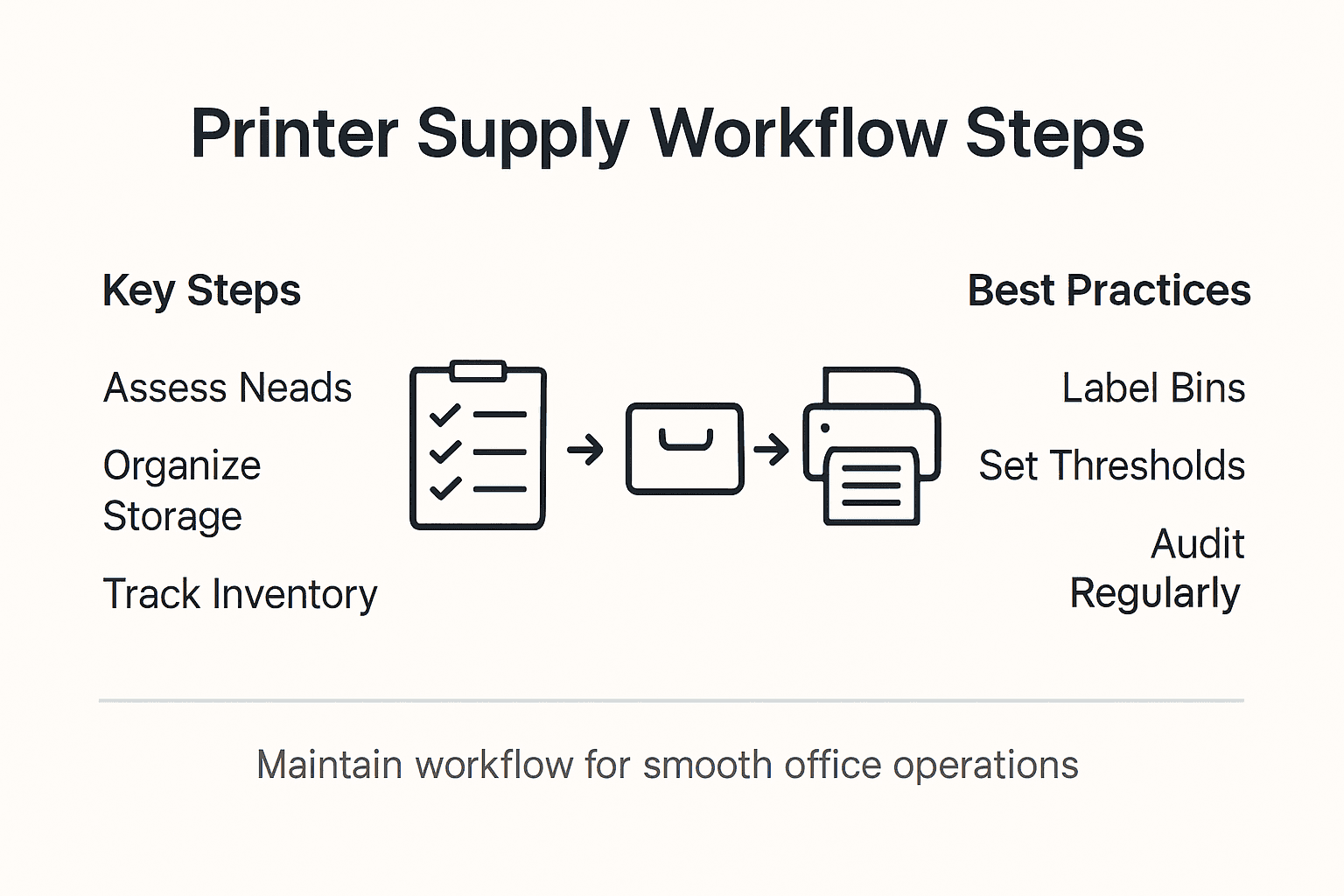 Infographic with printer supply workflow steps
