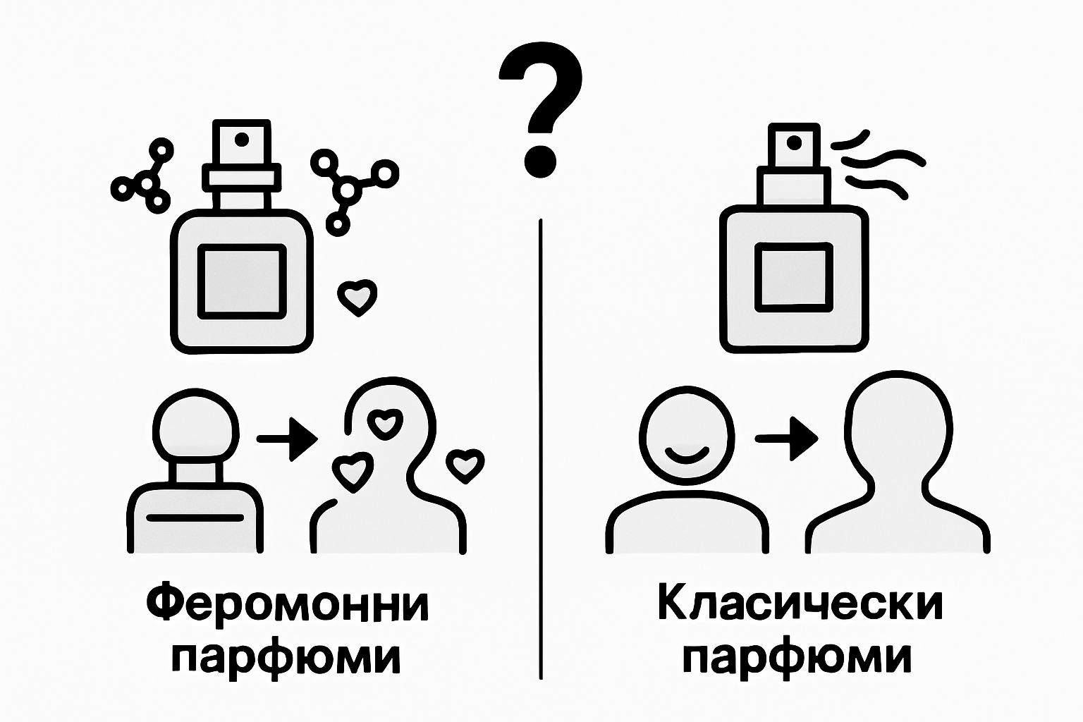 Comparison between pheromone and classic perfumes
