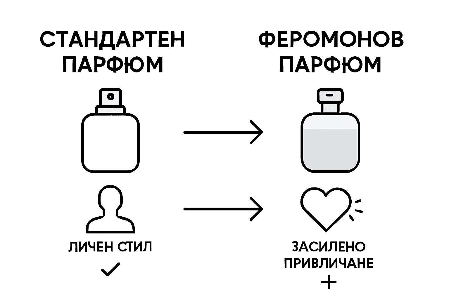 Инфографика: Сравнение между обикновени парфюми и парфюми с феромони